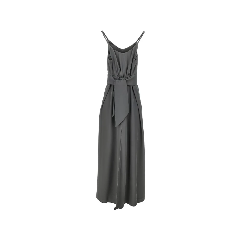 Emporio Armani Vrouw Grijs Kleedjes Dames, S, V-Hals Maxi Jurk Met Spaghettibandjes