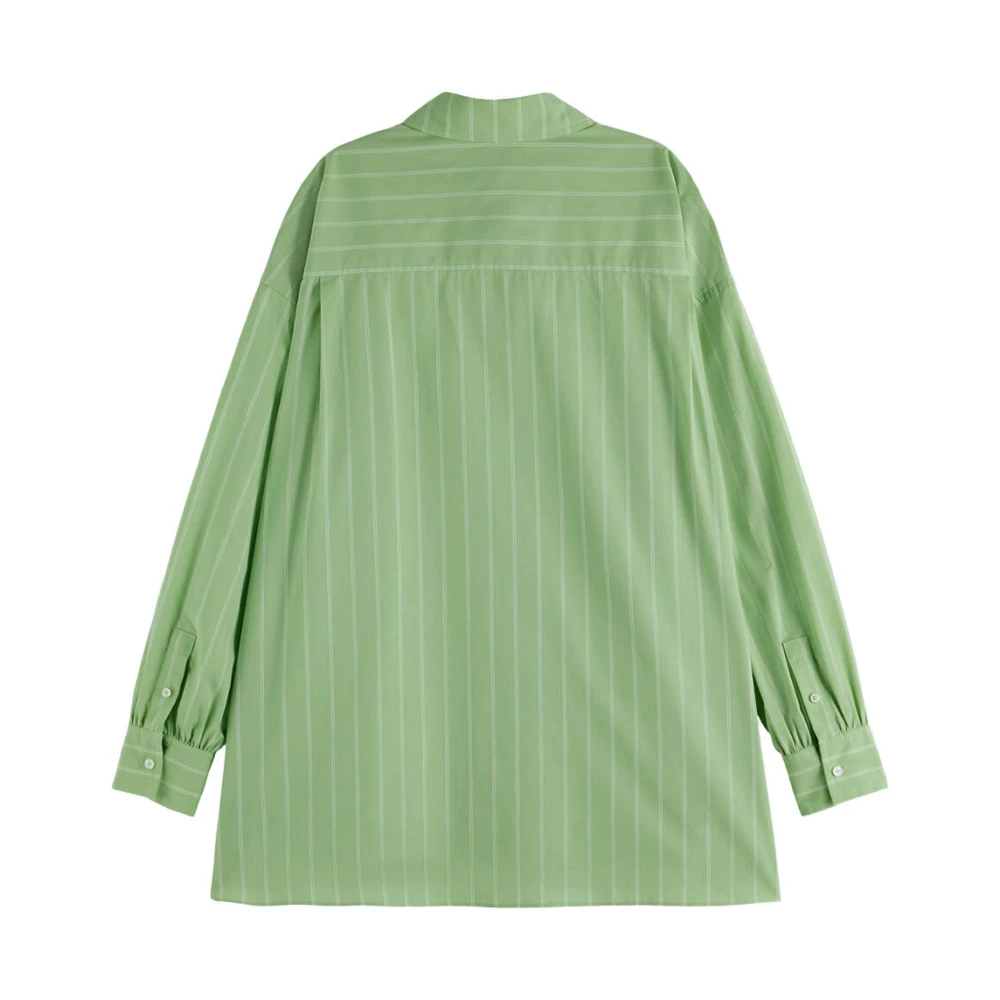 Scotch & Soda Gestreepte vriendin overhemd lange mouw Green Dames