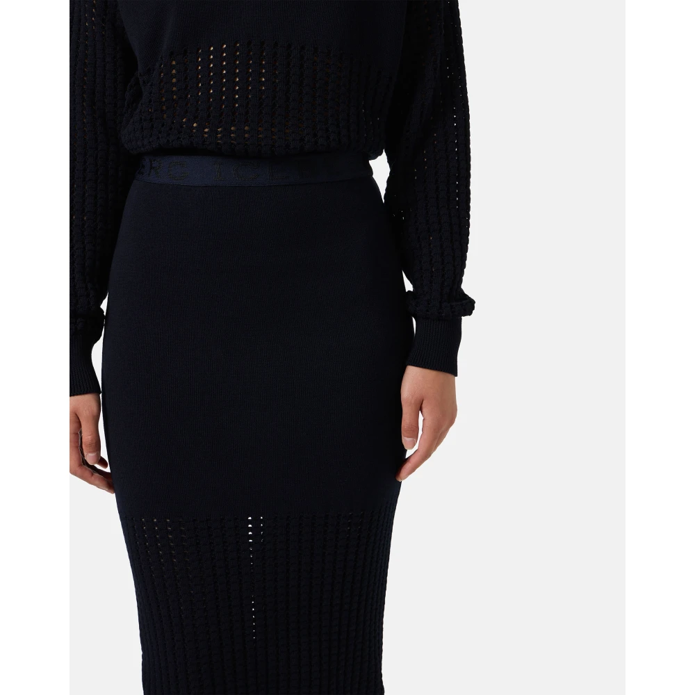 Iceberg Blauwe rok van stretchkatoen met perforaties Blue Dames