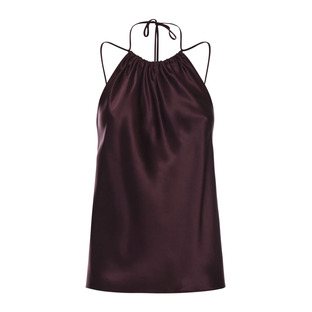 Pinko Women's Red Sleeveless Tops, 2XS, Satin Double-Face Top