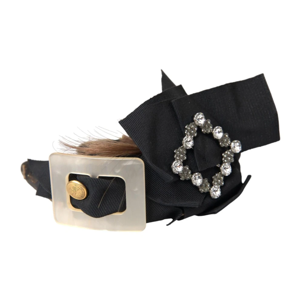 Dolce & Gabbana Kristal Knoop Haar Hoofdband met Frangia Bianca Black Dames