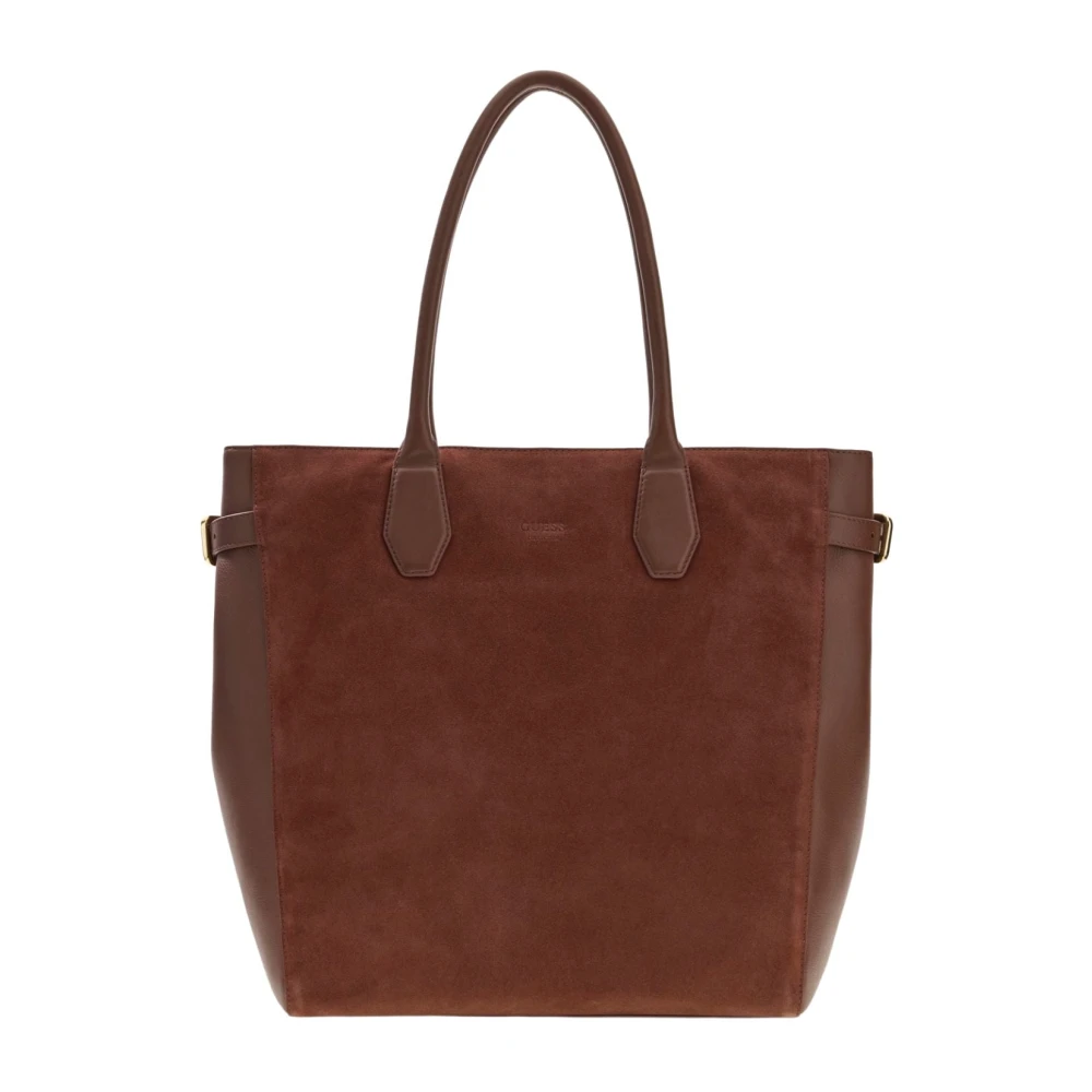 Guess Women's Brown Shopping Bags, One Size, Anitha Suede Shopper