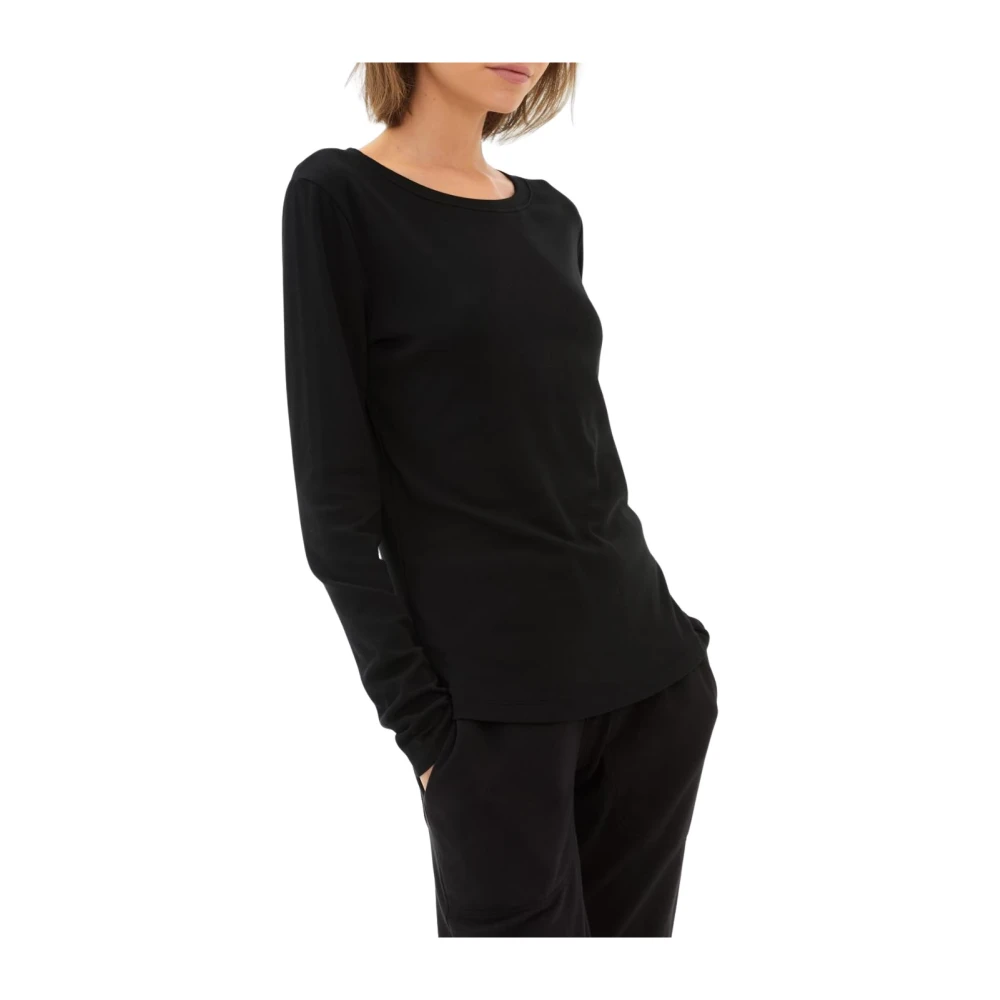Juvia Lange Mouw Modal Katoen T-shirt Zwart Black Dames