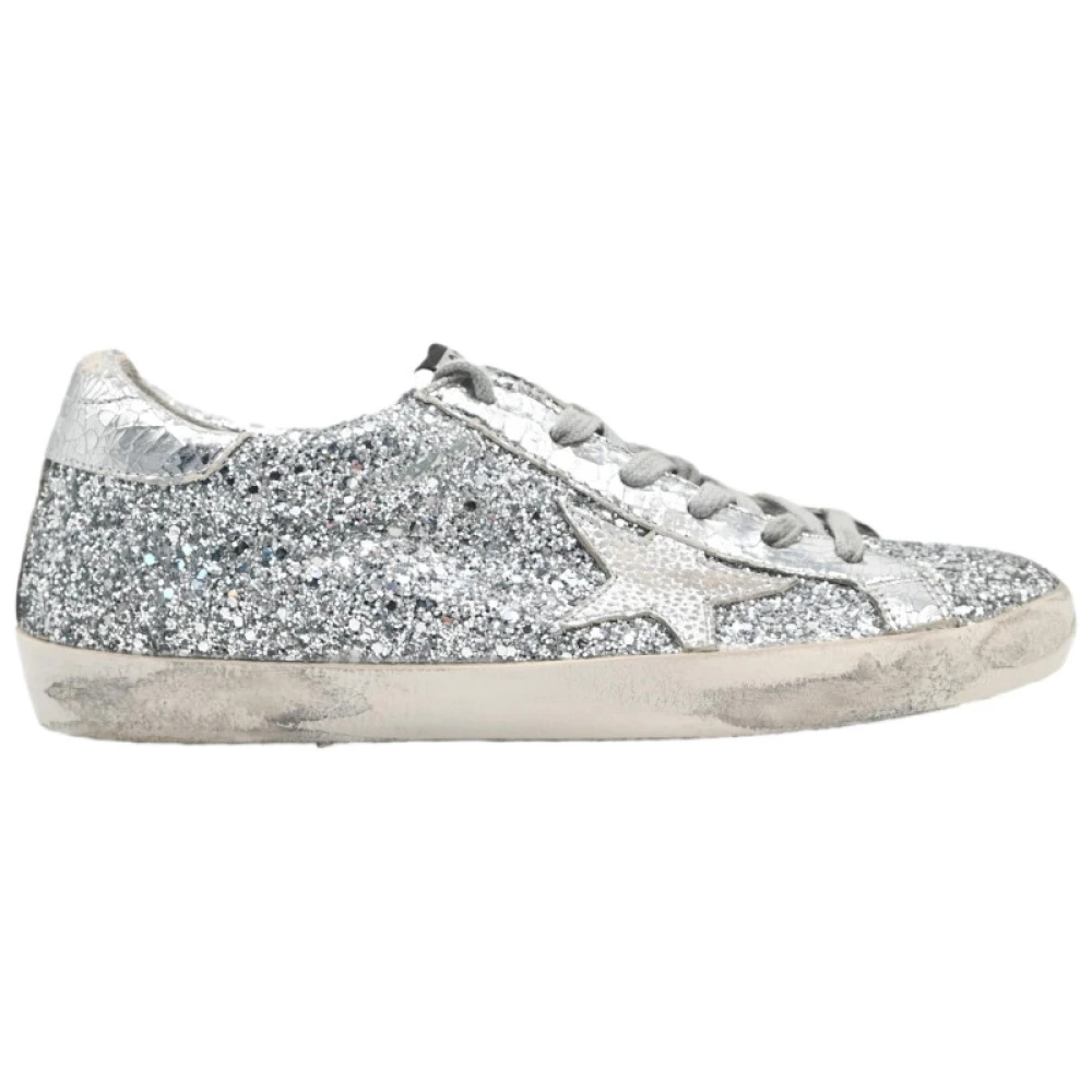 Golden Goose Superstar Grey Glitter Sneakers Gray, Dam