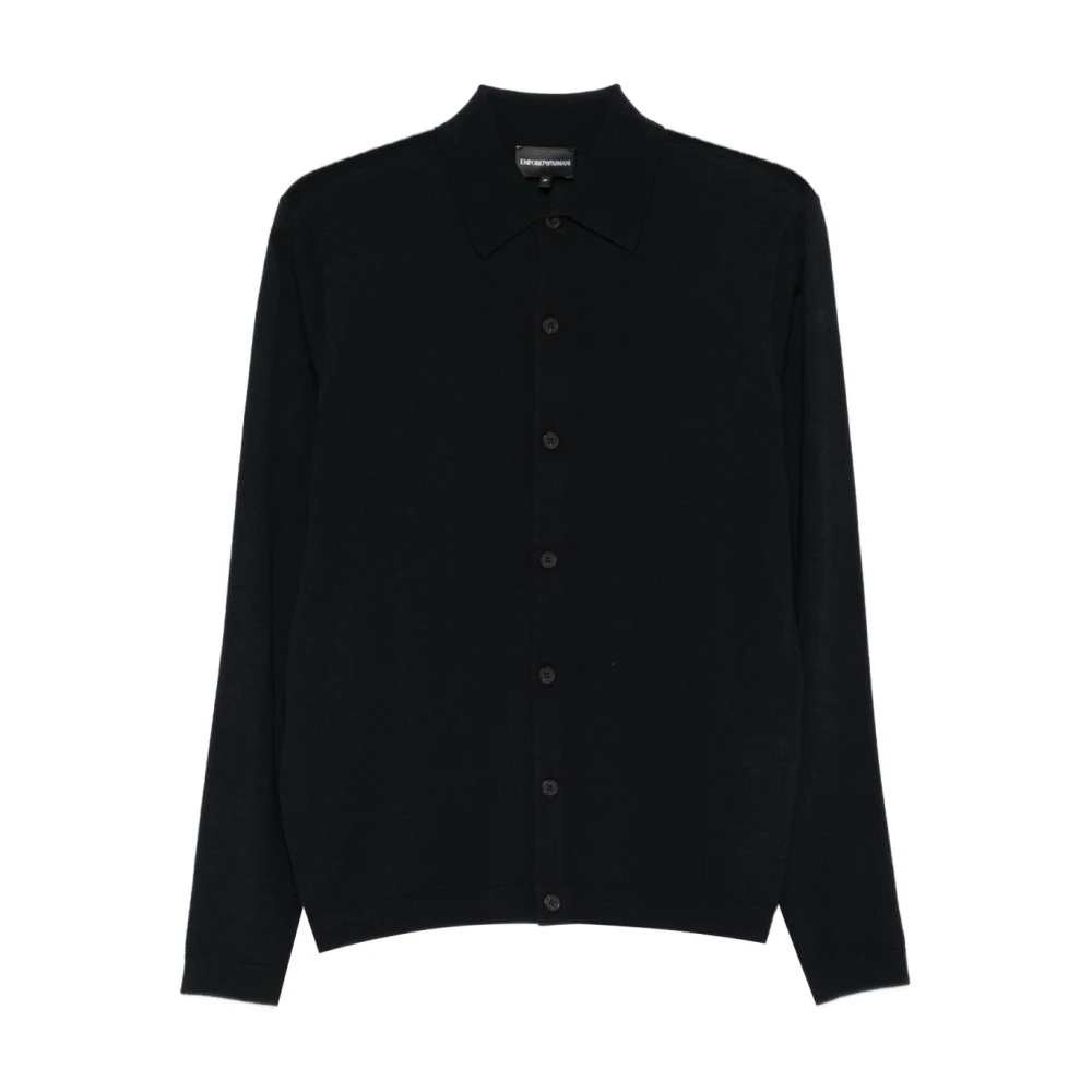 Emporio Armani Men's Blue Jumper With Logo Patch - Cardigans - S - Knitwear