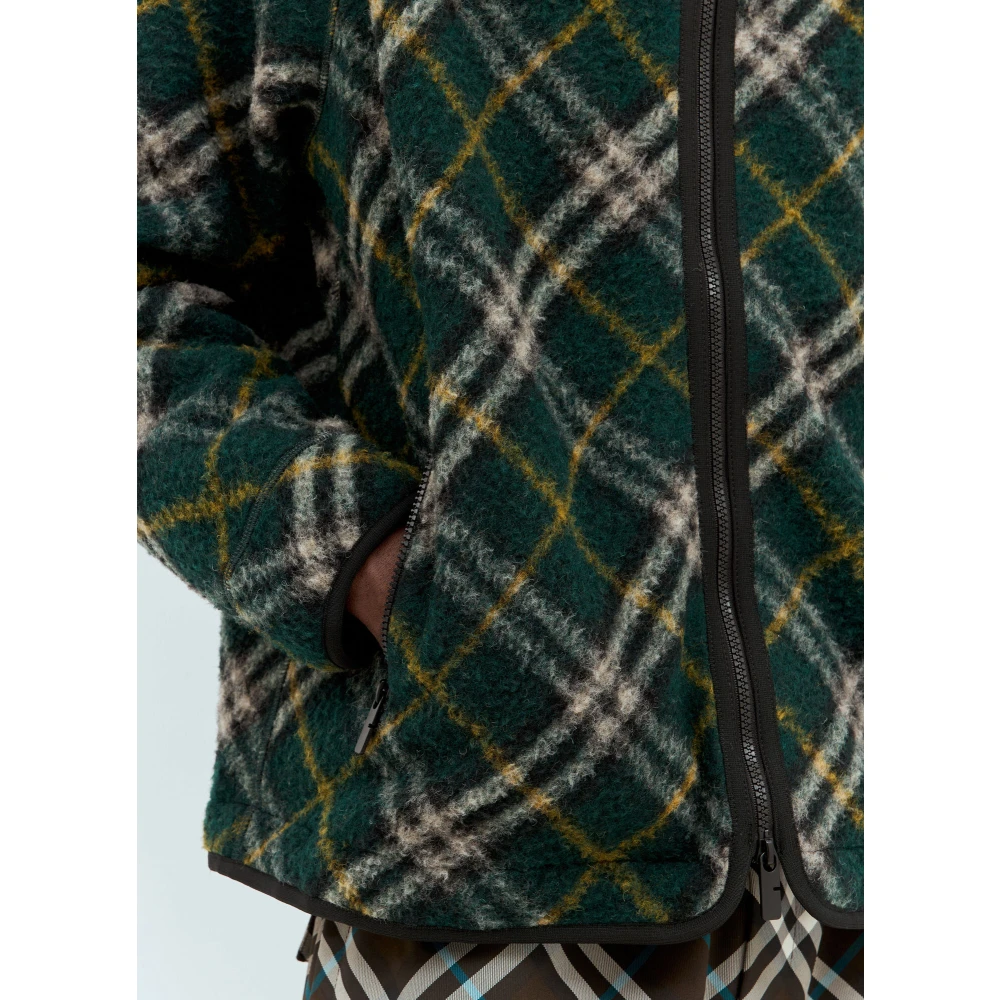 Burberry Geruite Fleece Hoodie Green Heren
