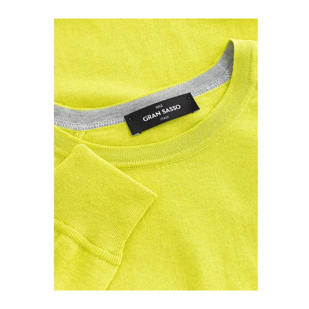 Gran Sasso Luxe Italiaanse Katoenen Trui Geel Yellow Heren