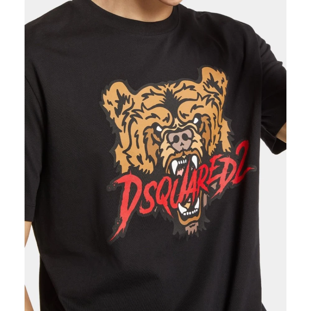 Dsquared2 Beerprint Ronde hals T-shirt Black Dames