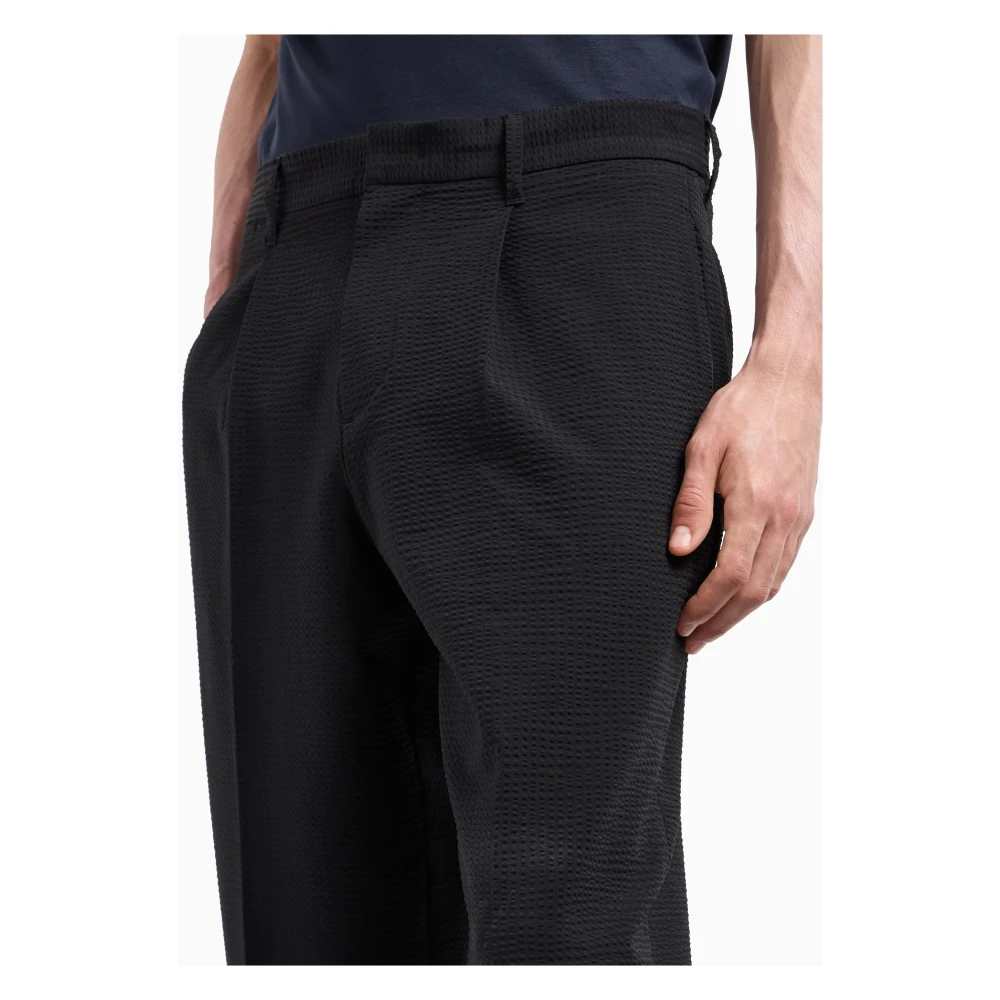 Emporio Armani Zwarte Broek met Haak en Rits Black Heren