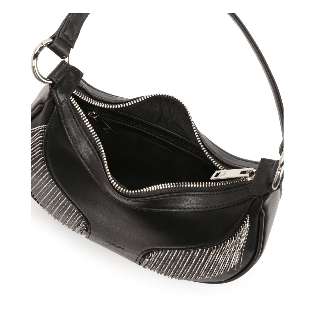 Kazar Studio Kleine schoudertas met metalen kwastjes Black Dames