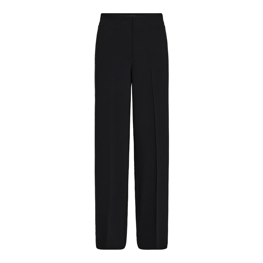MOS MOSH Zwarte broek met rechte pijpen en voorplooi Black Dames
