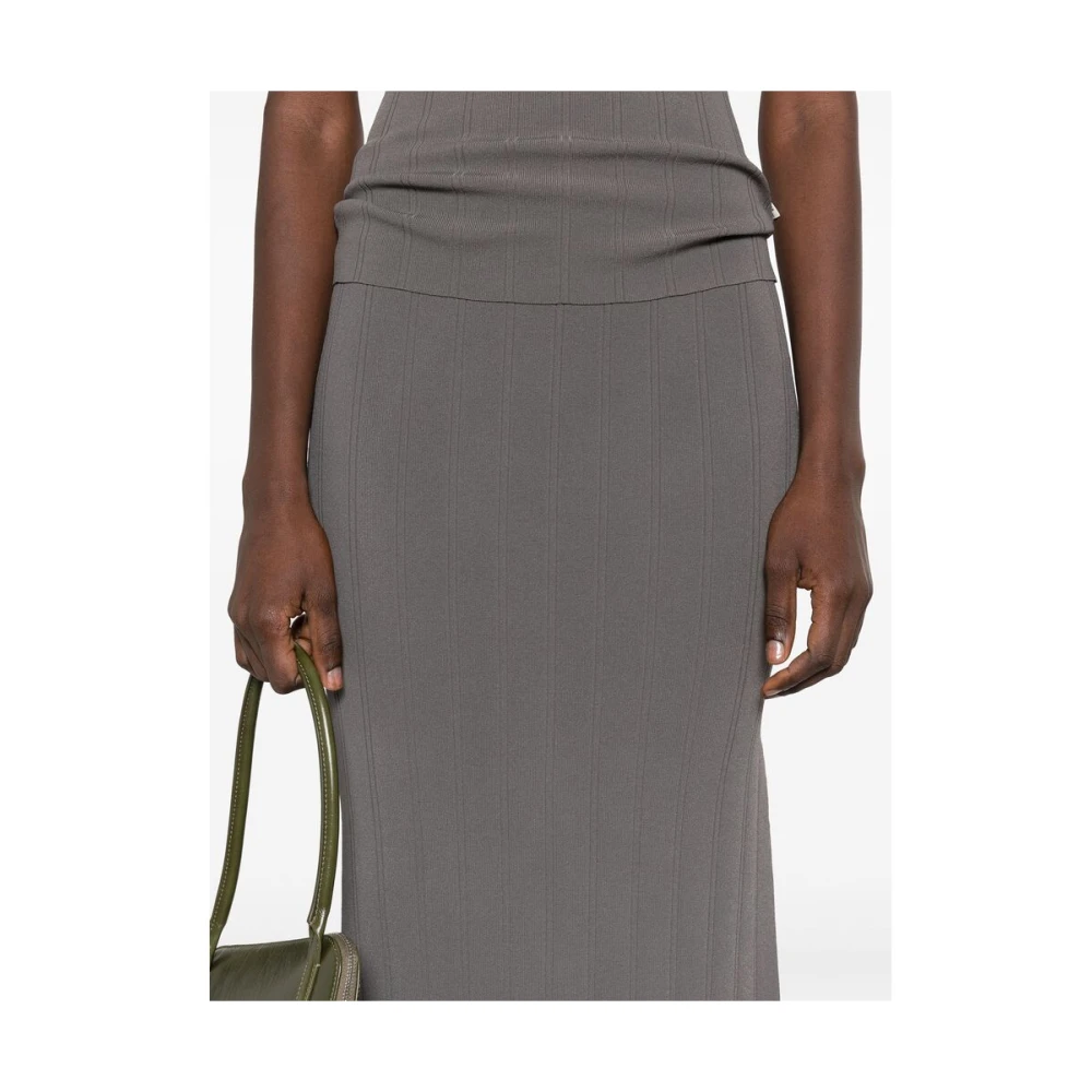 Remain Birger Christensen Grijze Rok met Elastische Taille en Zijsplitten Gray Dames