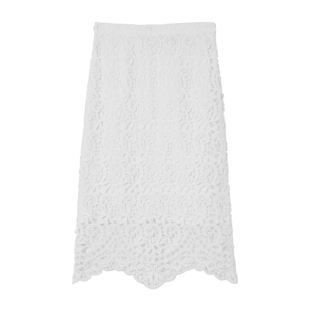 Burberry Women's White Macramé-Lace Pencil Skirt