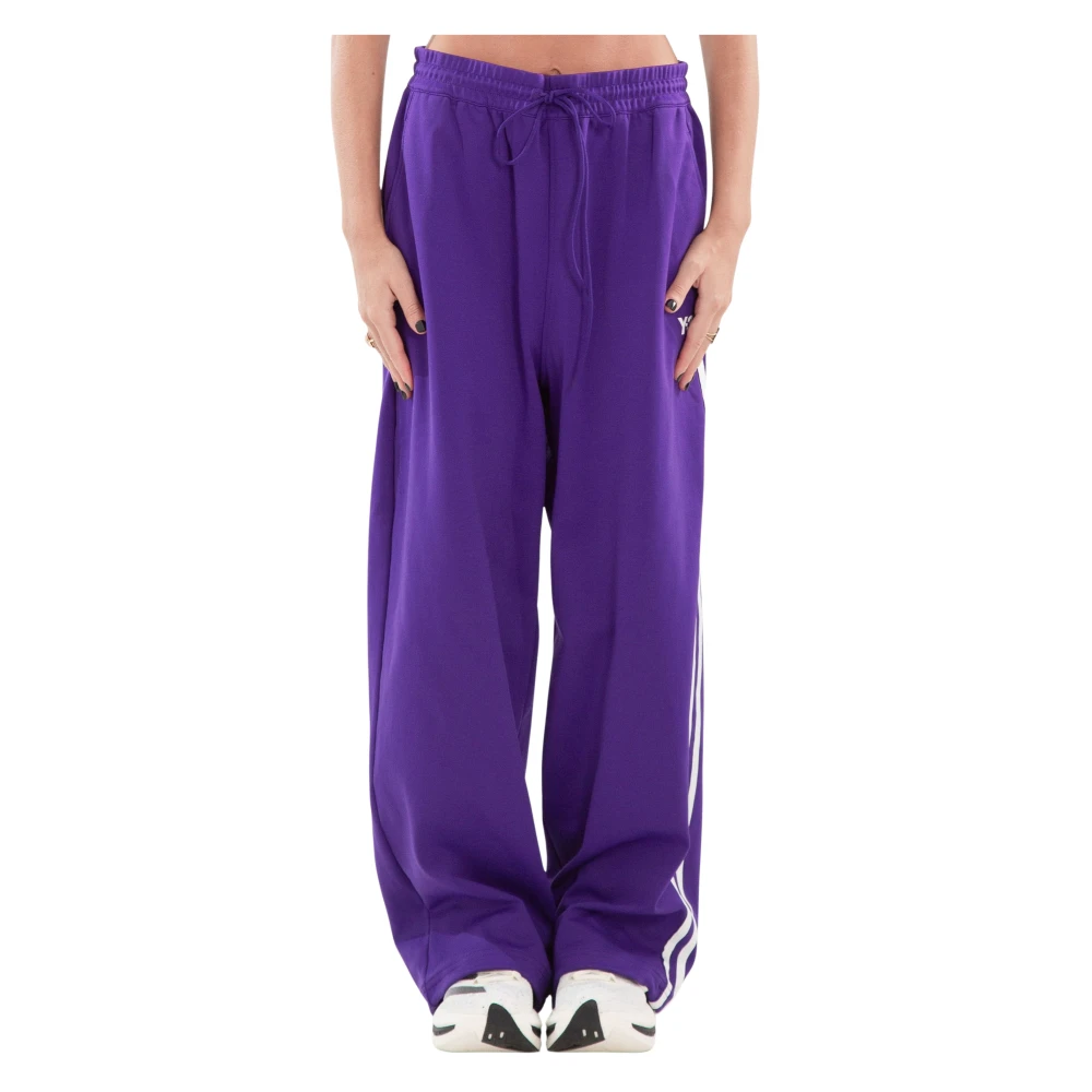 Y-3 Losse Trackpants met 3 Strepen Design Purple Dames