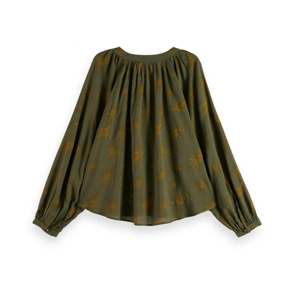 Scotch & Soda Gedrukte Modal Top Blouse Green Dames