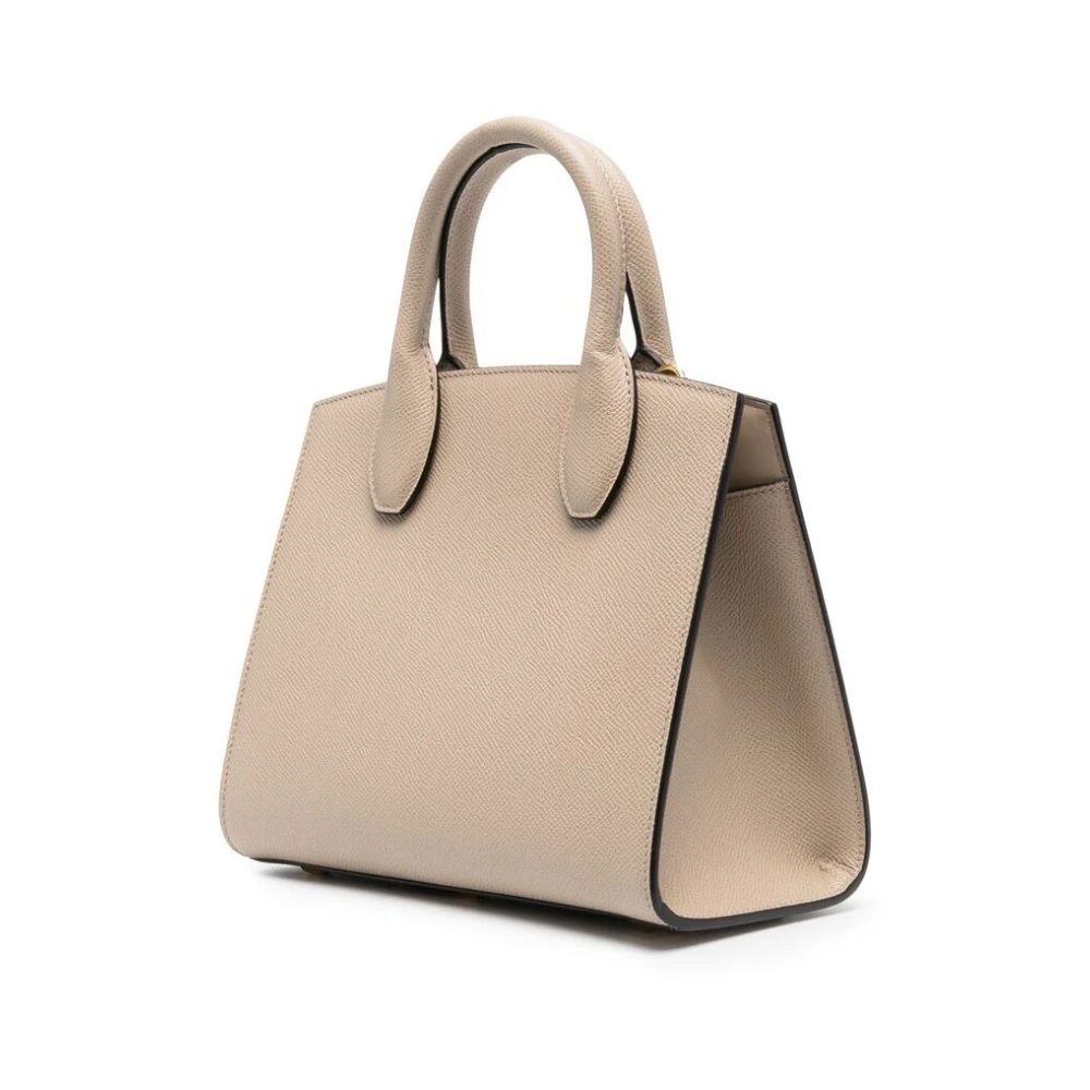 Salvatore Ferragamo Gancini Flip-Lock Leren Handtas Beige Dames
