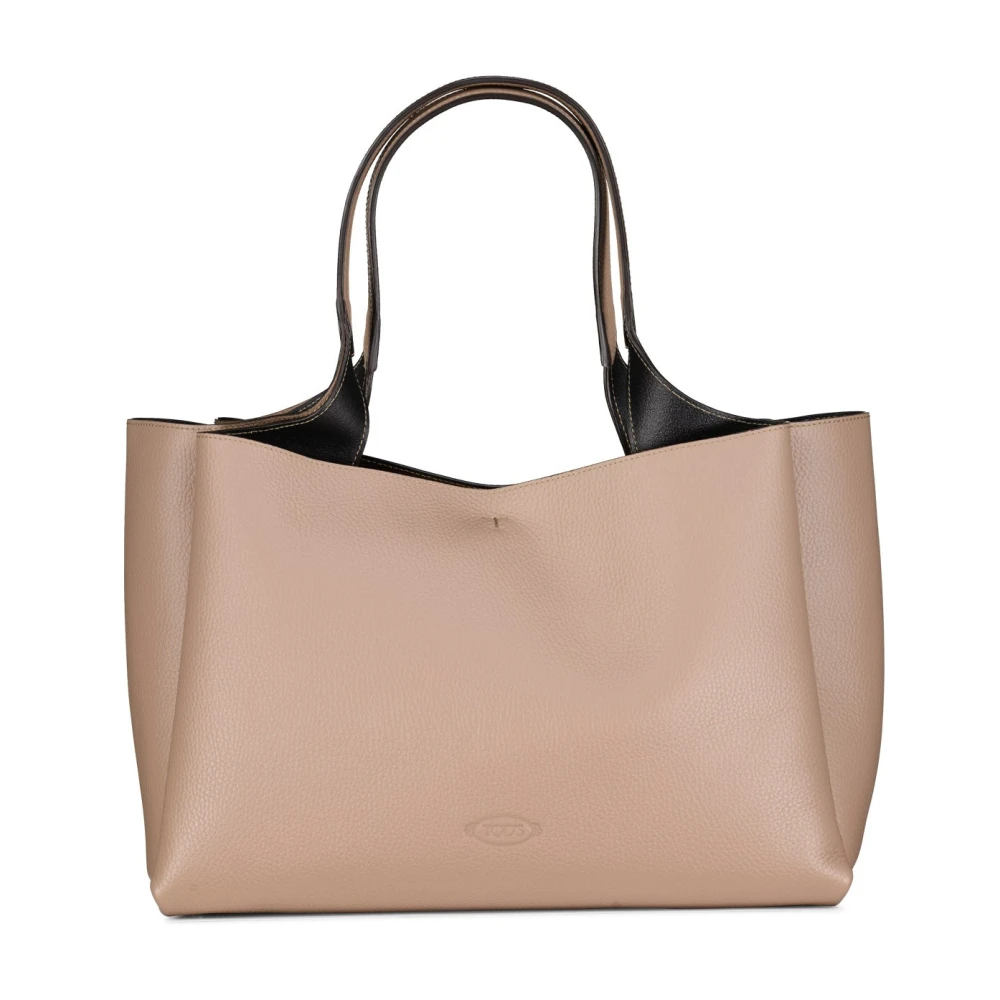 TOD'S Tijdloze leren tas met 2 compartimenten Beige Dames