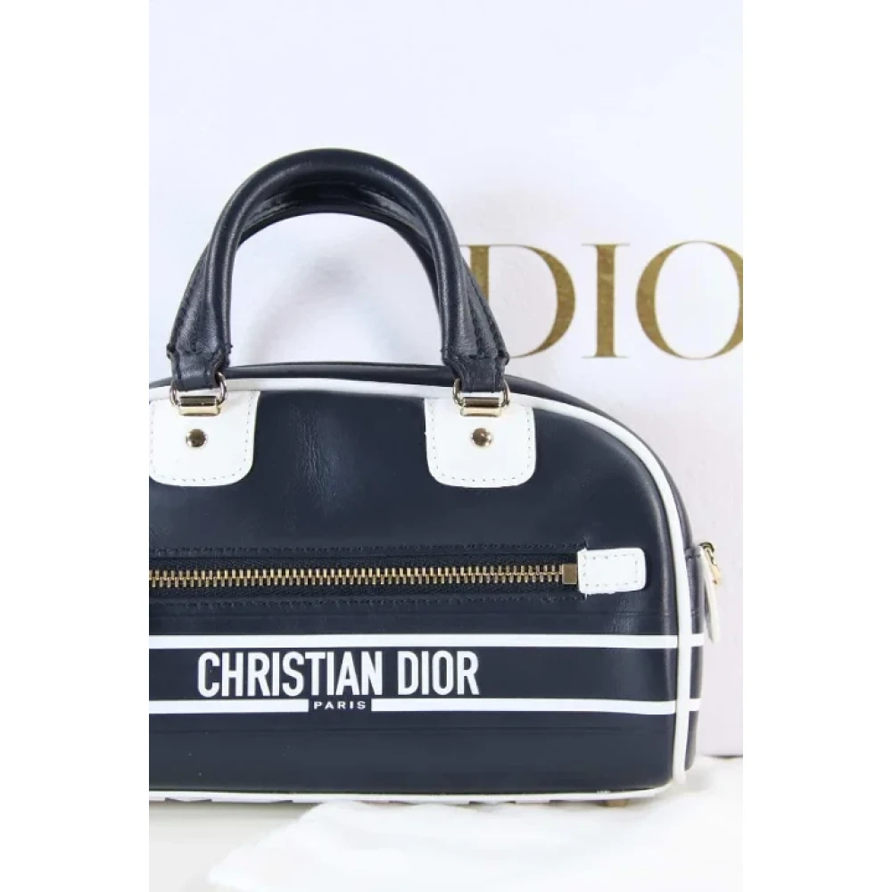 Dior Vintage Pre-owned Leather handbags Blue Dames