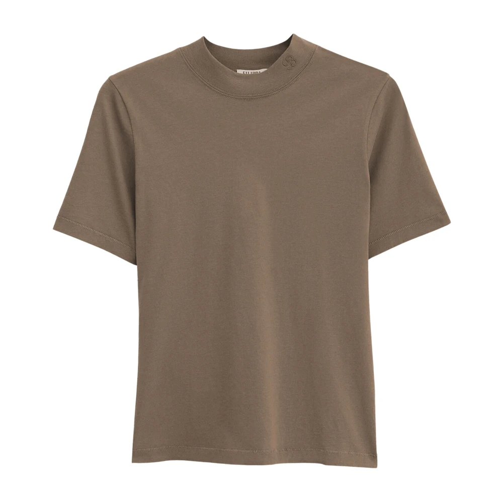 Filippa K Basis T-shirt met Mock Neck Beige Dames