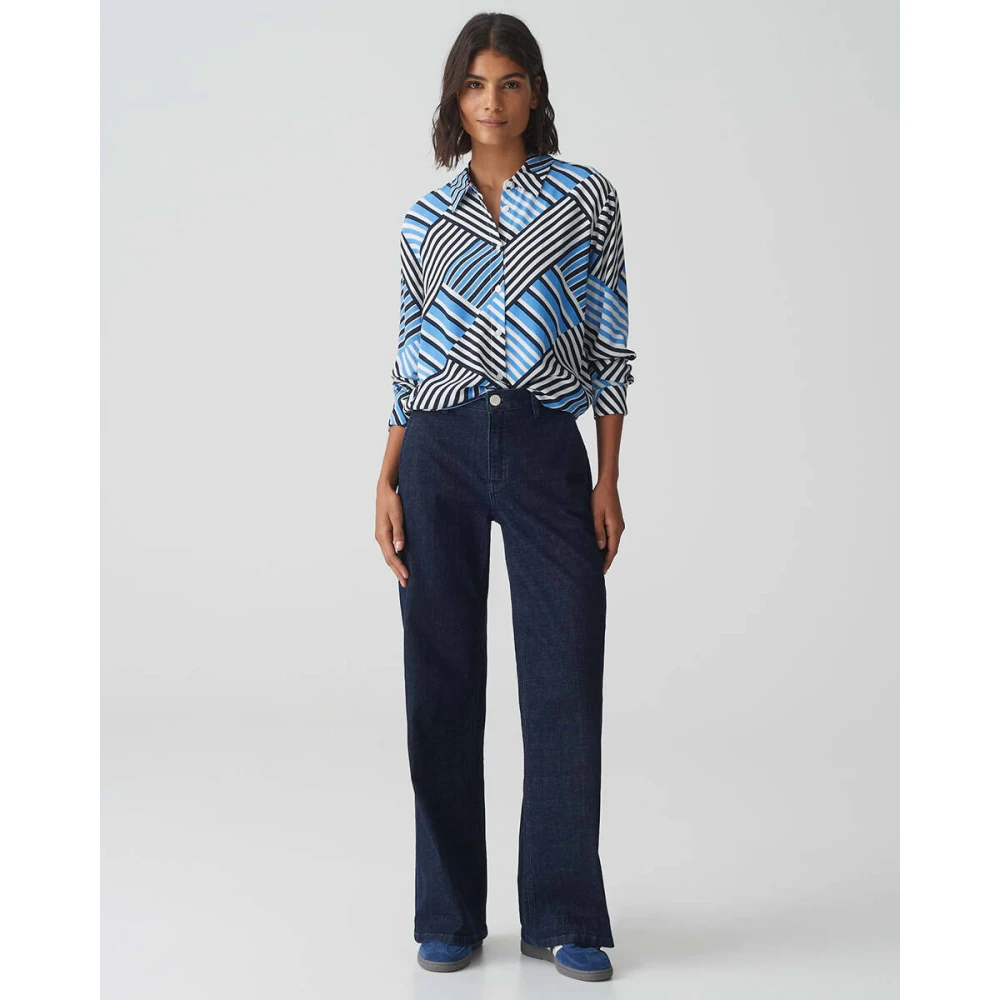 Opus Lange Mouw Blouse Filona Blue Dames