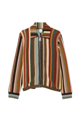 Signaturrandig Zip Cardigan