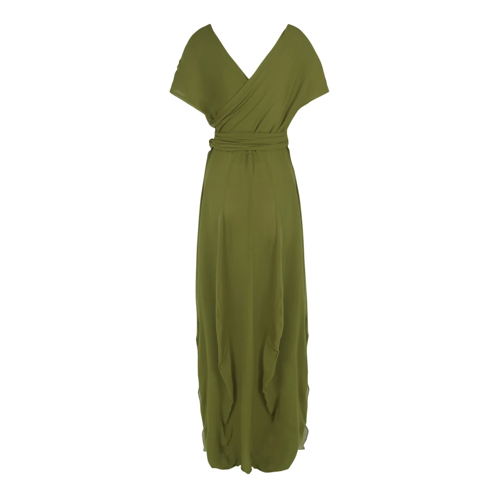 Cortana Smaragdgroene Zijden Georgette Jurk Green Dames