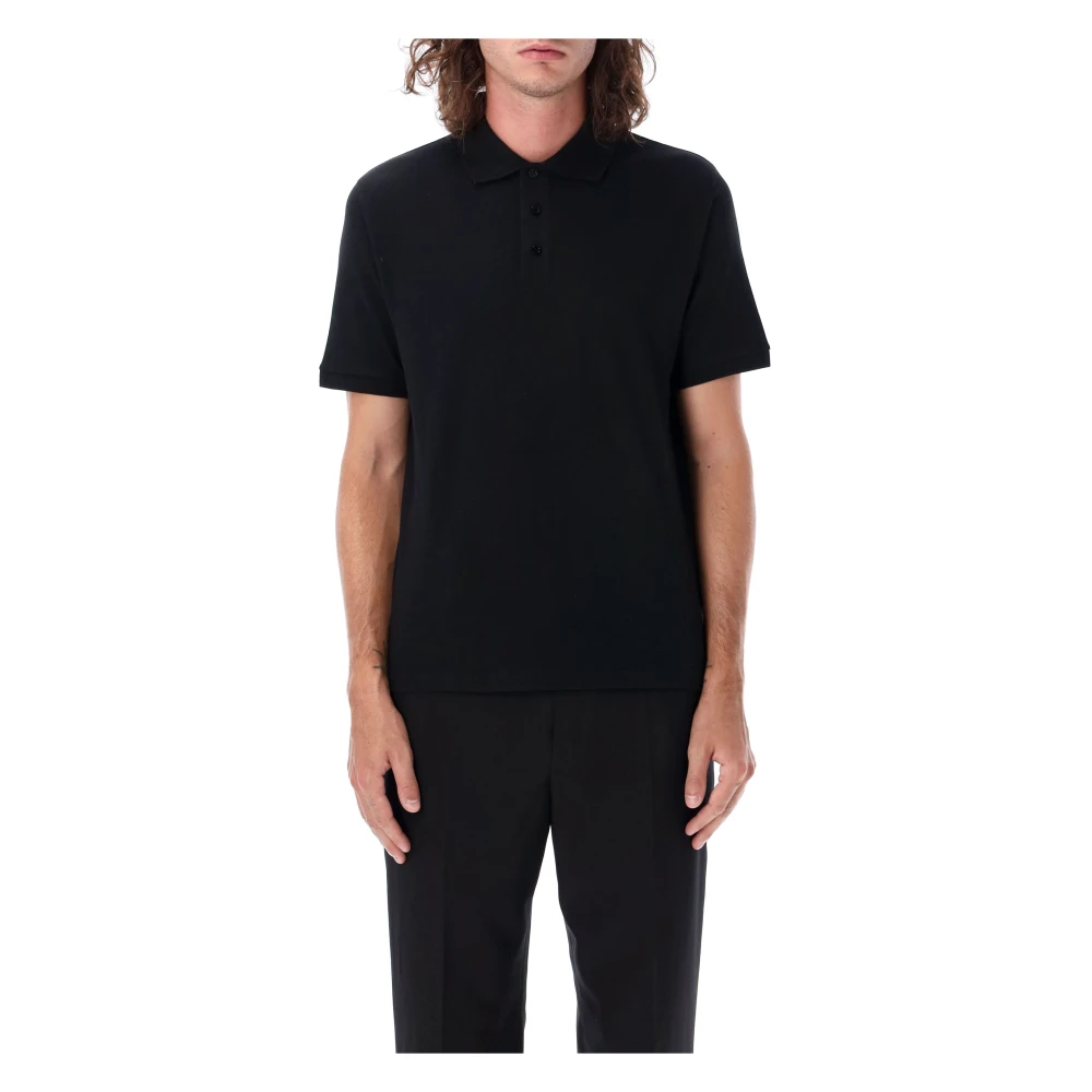 Saint Laurent Zwart Polo Piquet T-shirt Black Heren