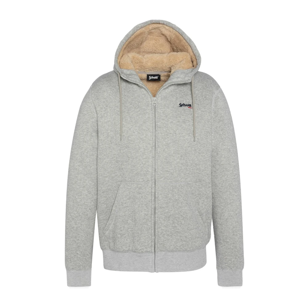 Schott NYC Capuchontrui van katoen Grijs Gray Heren