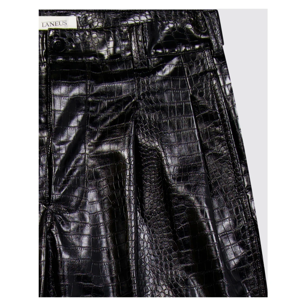 Laneus Dubbele Pence Eco Leren Broek Black Heren