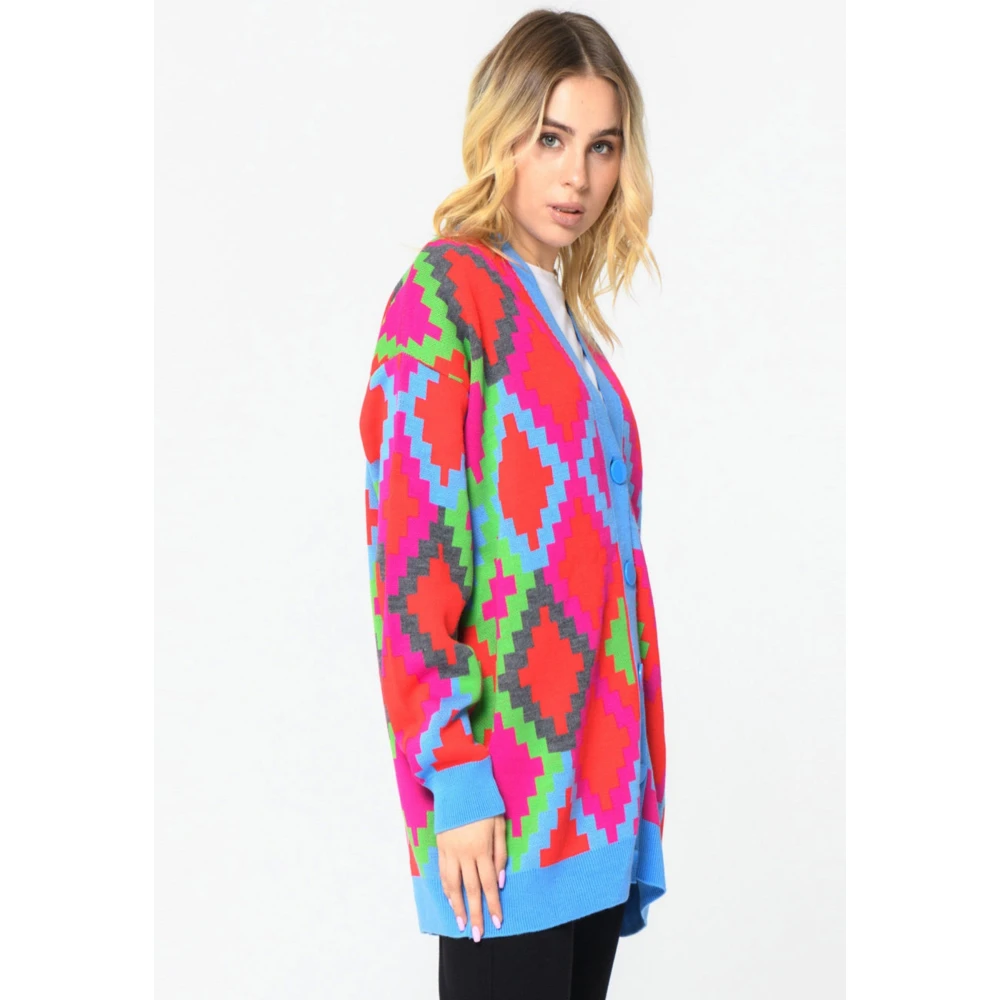 Cesare Gaspari Multicolor Button-Up Cardigan Fuchsia Multicolor Dames