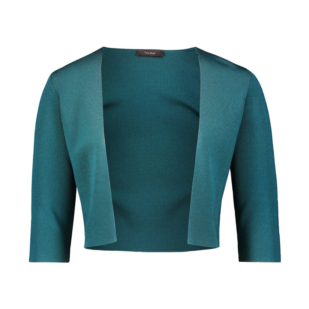 Vera Mont Korte Mouw Gebreide Vest Green Dames