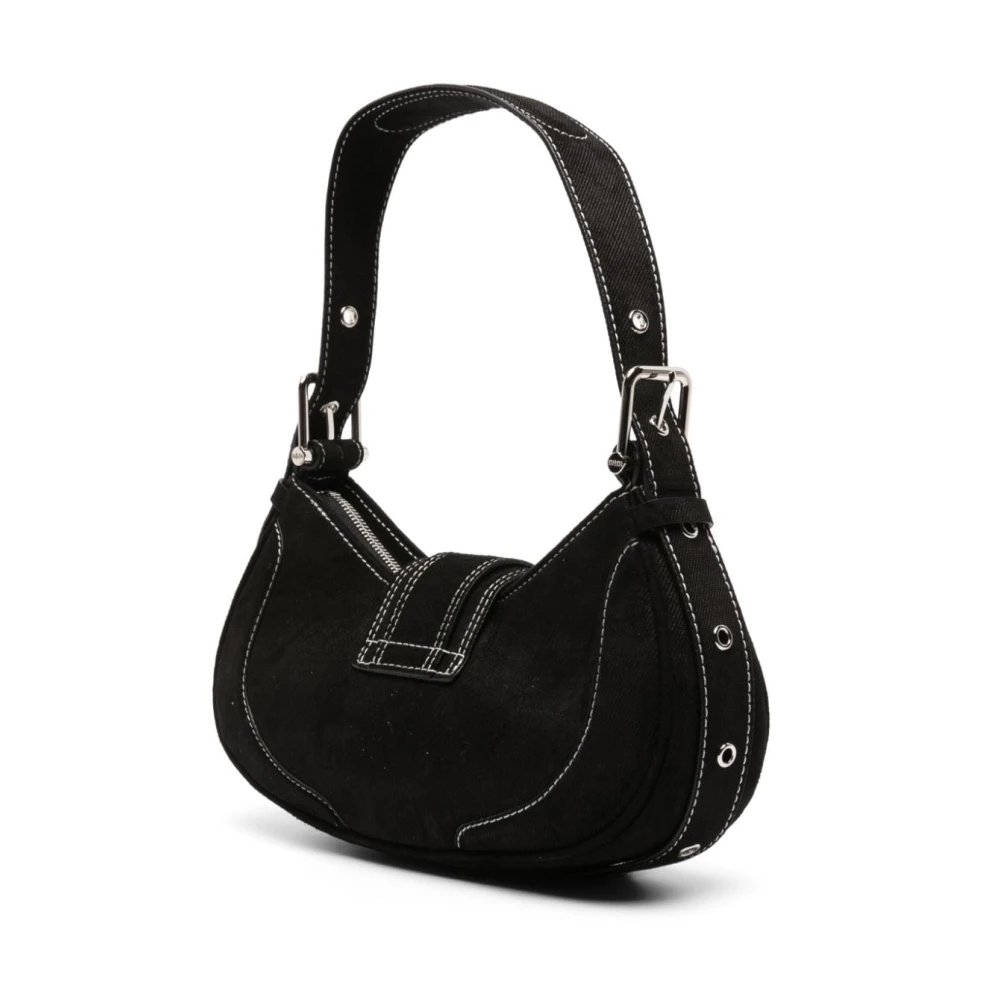 Osoi Zwarte leren schoudertas Black Dames