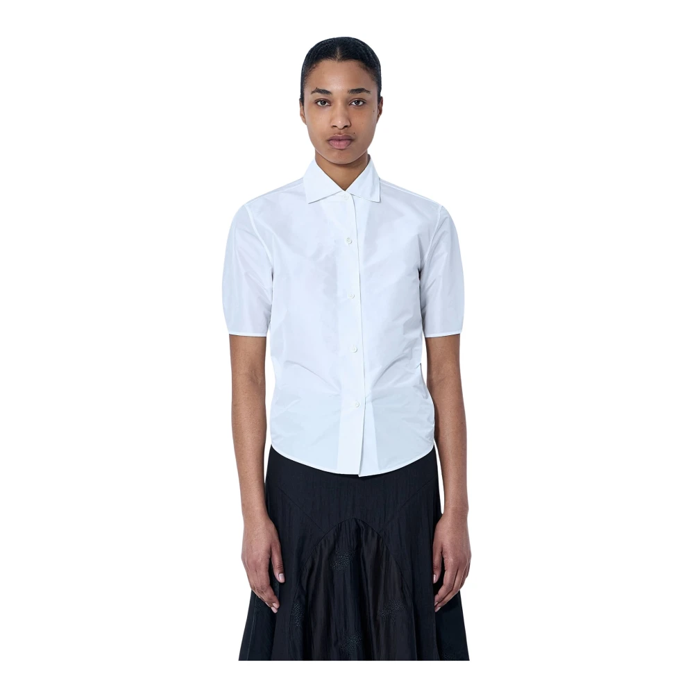 Jil Sander Women's White Short Sleeve Cotton Poplin Shirt - Shirts - 2XS - Blouses & Shirts