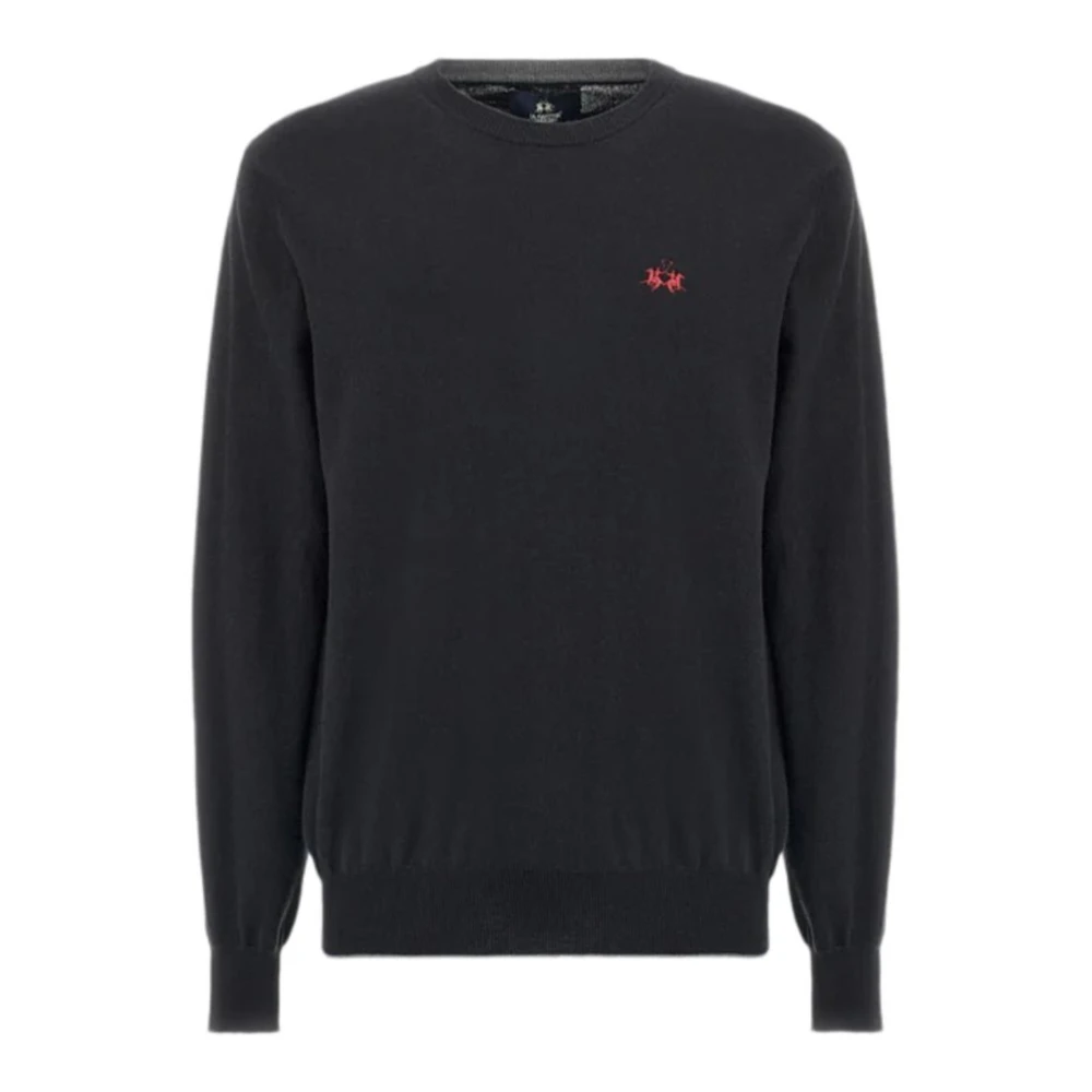 La Martina Men's Black Knitted Jumper - Round-Neck Knitwear - 2XL - Knitwear