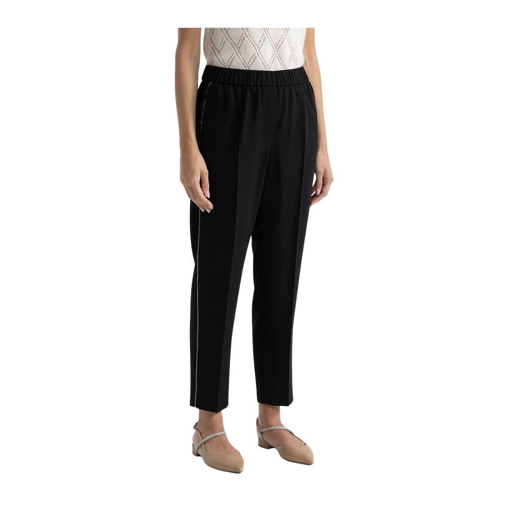 PESERICO Wortelbroek van viscose en wol Black Dames