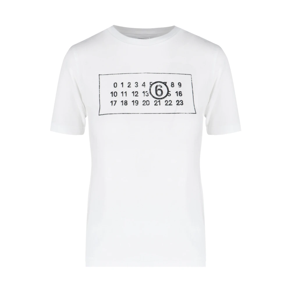 MM6 Maison Margiela Wit T-shirt met Logo Print White Dames