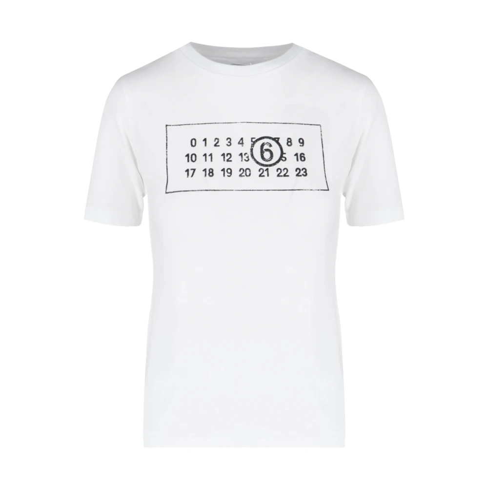 MM6 Maison Margiela Witte T-shirt met Logo Print White Dames