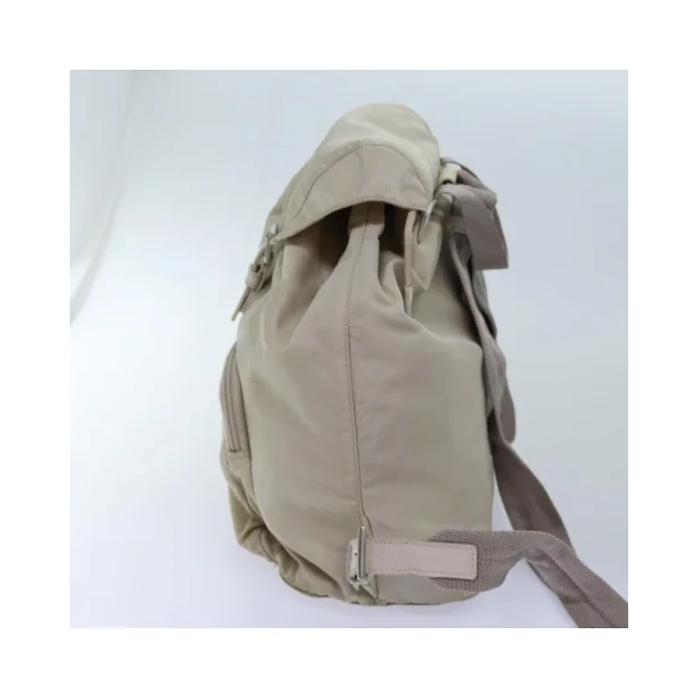 Prada Vintage Pre-owned Nylon backpacks Beige Dames