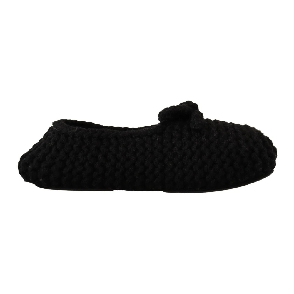 Dolce & Gabbana , Ballerina Shoes, Female, Black, 8 Uk, Elegant Black Wool Ballet Flats