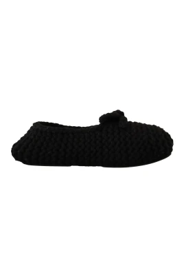 Elegant Svart Ull Ballettflats