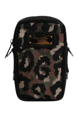 Leopard Jacquard Logo Plaque Axelväska