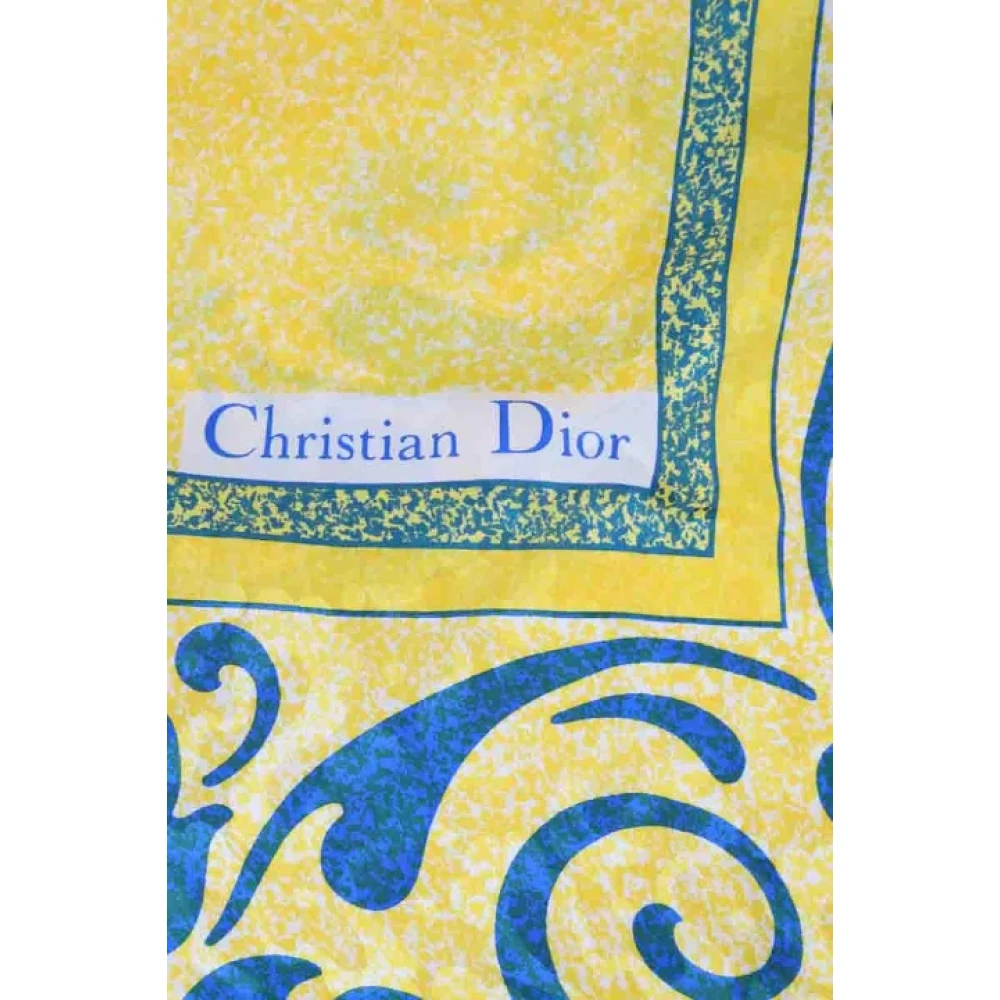 Dior Vintage Pre-owned Silk scarves Yellow Dames