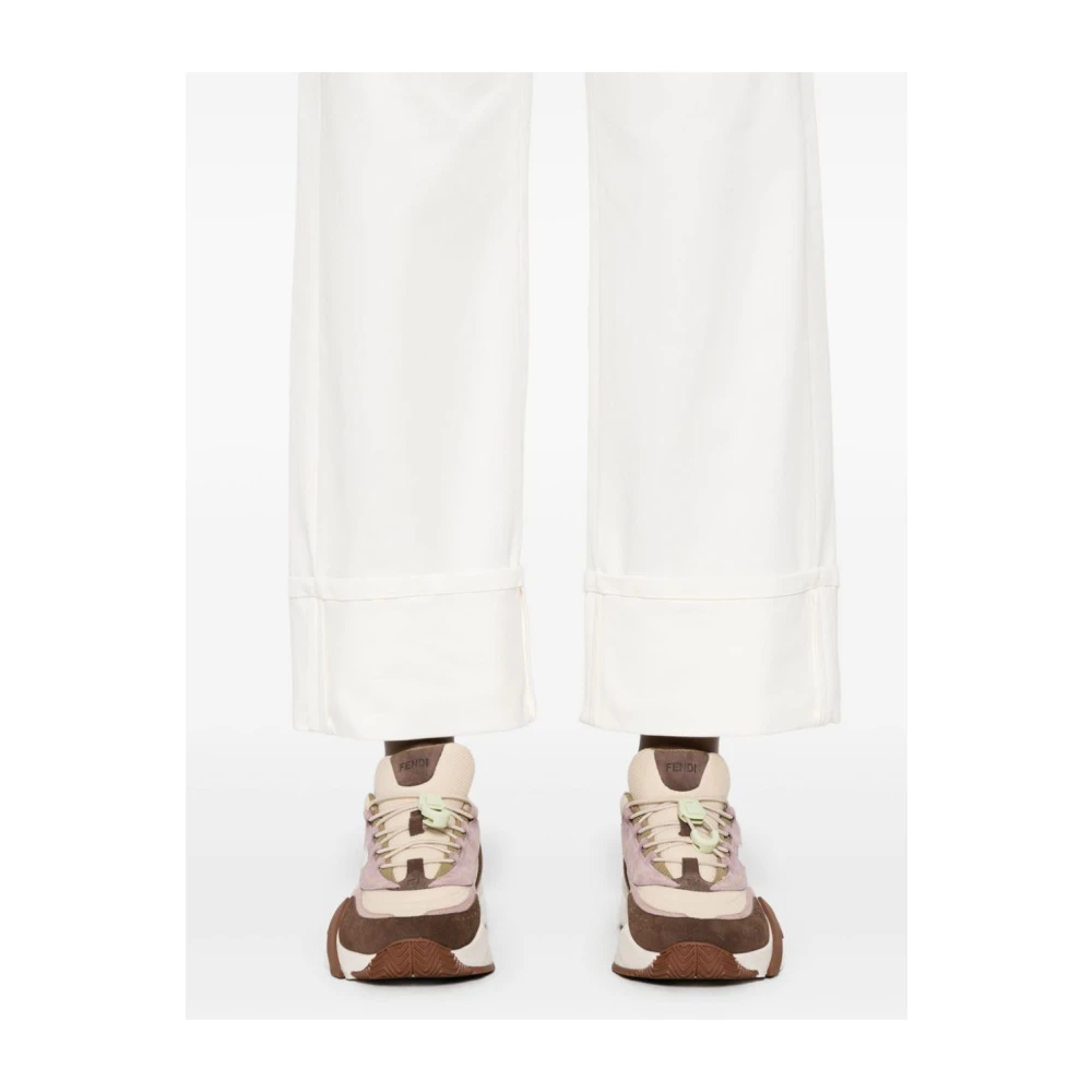 Max Mara Witte Broek met Omgeslagen Zoom White Dames