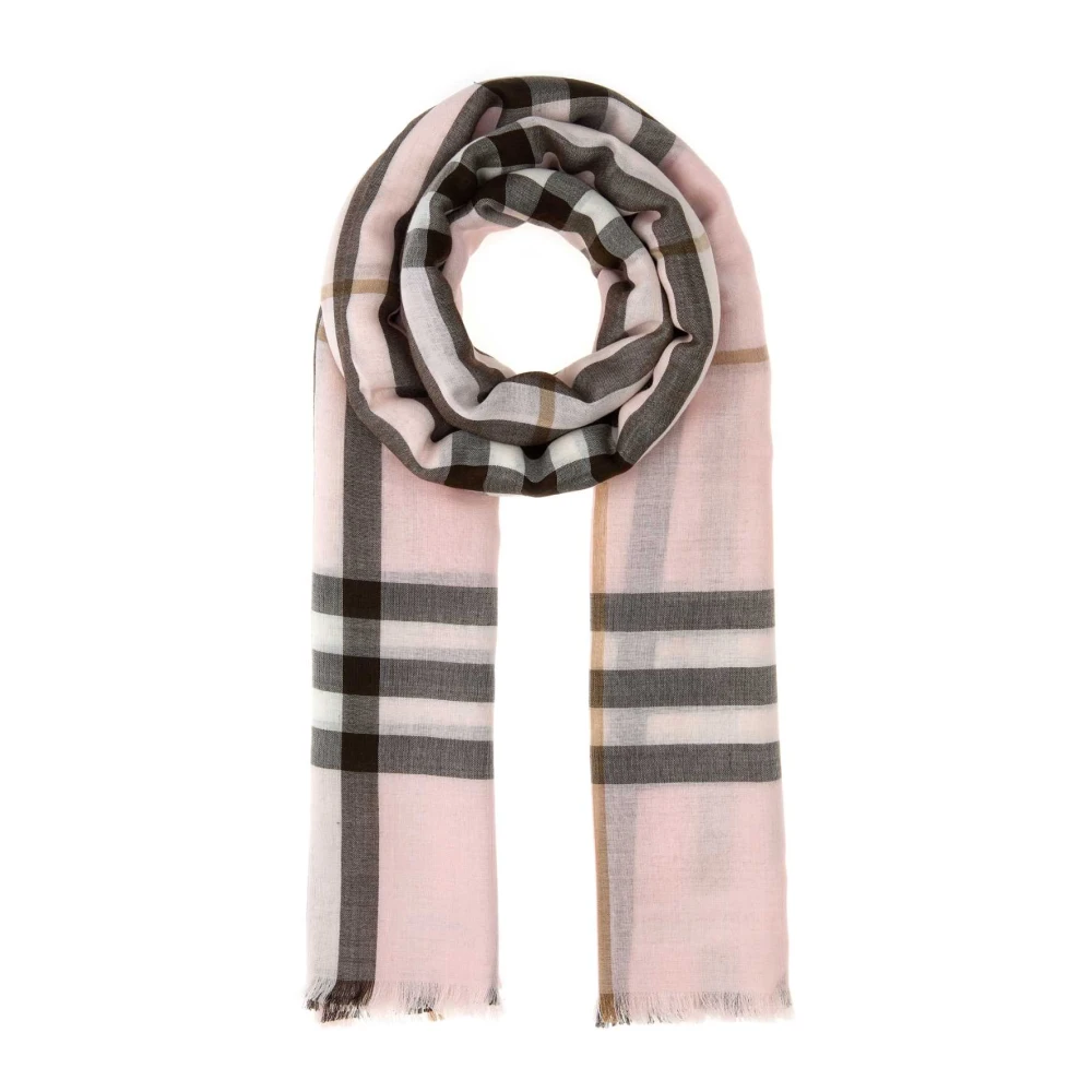 Burberry Unisex Pink Winter Scarves, One Size, Embroidered Wool Blend Scarf