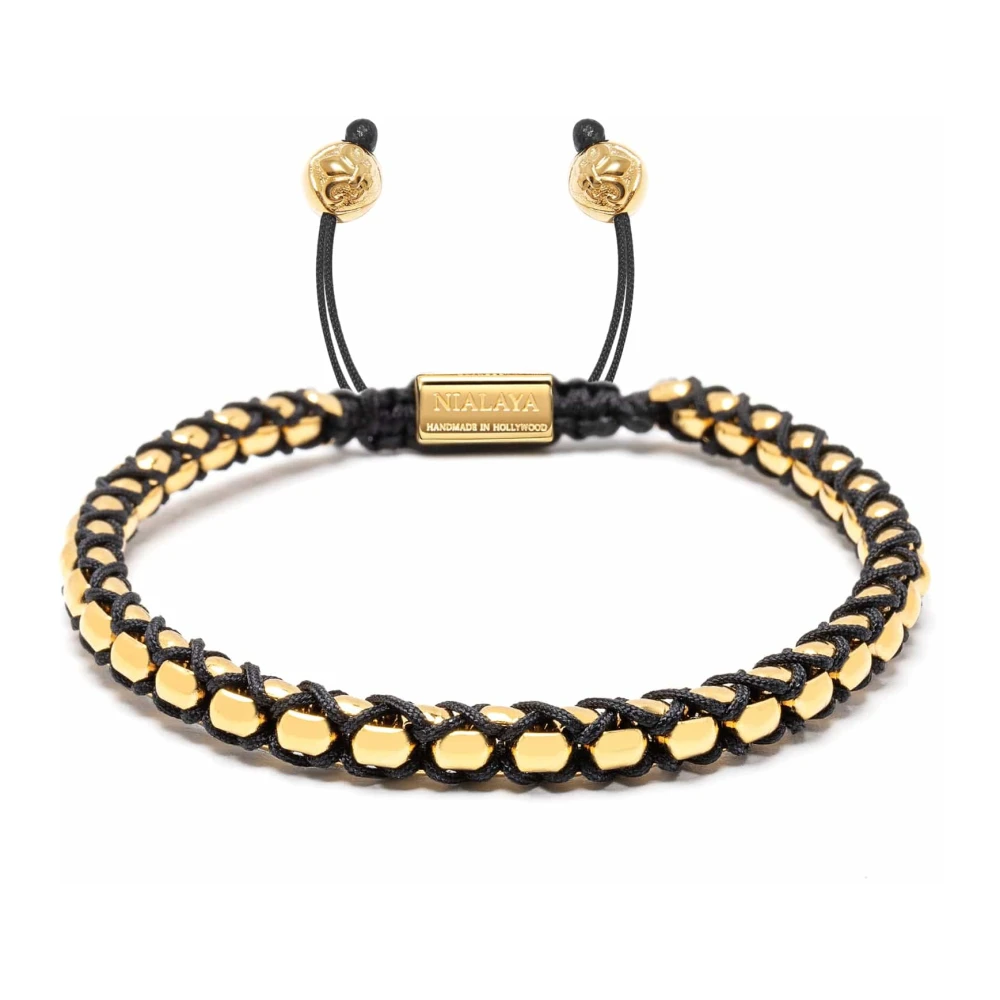 Nialaya Men's Yellow Bracelets, 2XL, String Box Chain Bracelet