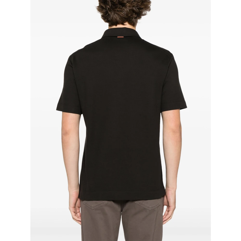Ermenegildo Zegna Katoenen poloshirt met 3 knopen Brown Heren