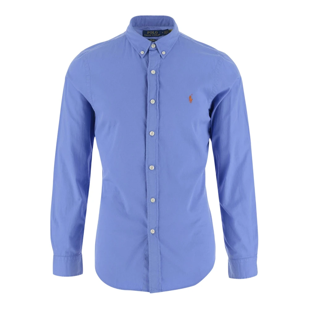 Ralph Lauren Slim-Fit Button-Down Katoenen Twill Overhemd Blue Heren