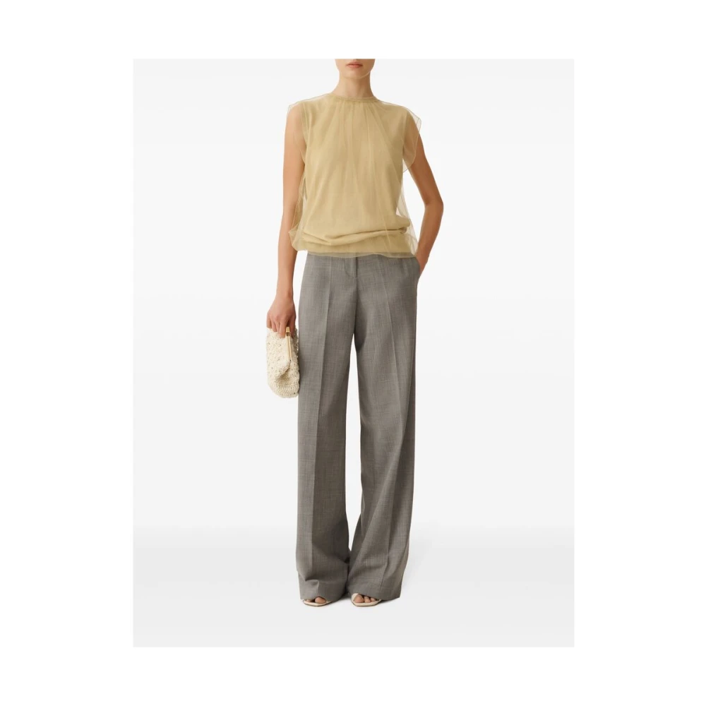 Fabiana Filippi Goudkleurige Crew Neck Mouwloze Sweater Beige Dames