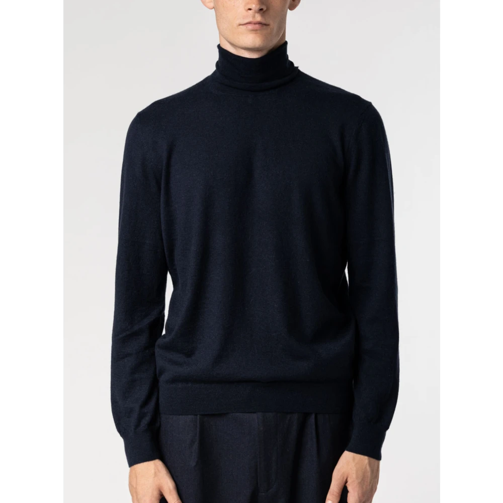 Drumohr Kasjmier Hoge Hals Trui Blauw Blue Heren