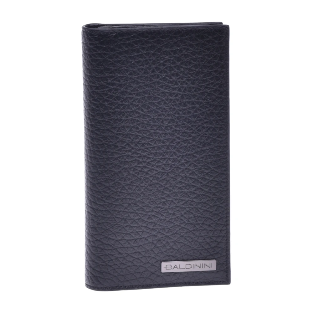 Baldinini Document holder in black tumbled leather Black Heren